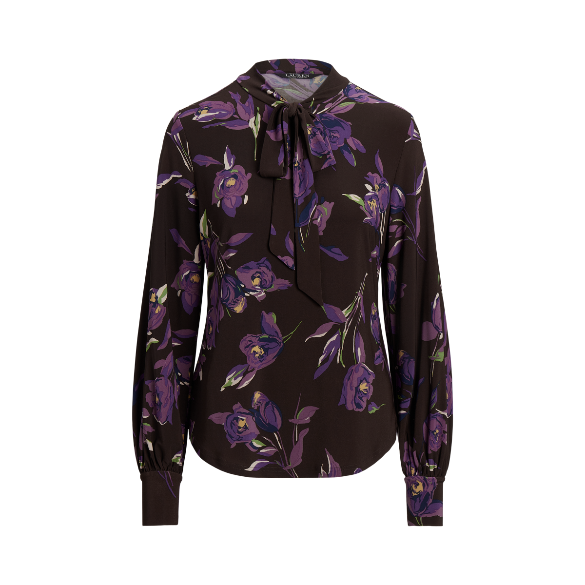 ラルフ・ローレン Lauren Ralph Lauren Floral ストレッチ Jersey Tie-Neck Top レディース シャツ トップ Floral Stretch Jersey Tie-Neck Top