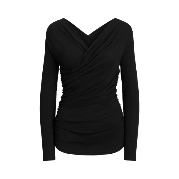 Ruched Asymmetrical Stretch Cotton Top Lauren 1