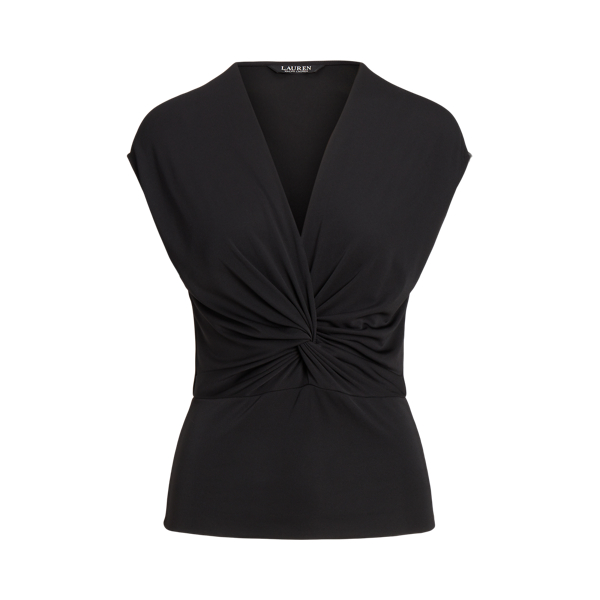 Twist-Front Jersey Cap-Sleeved Tee Lauren 1