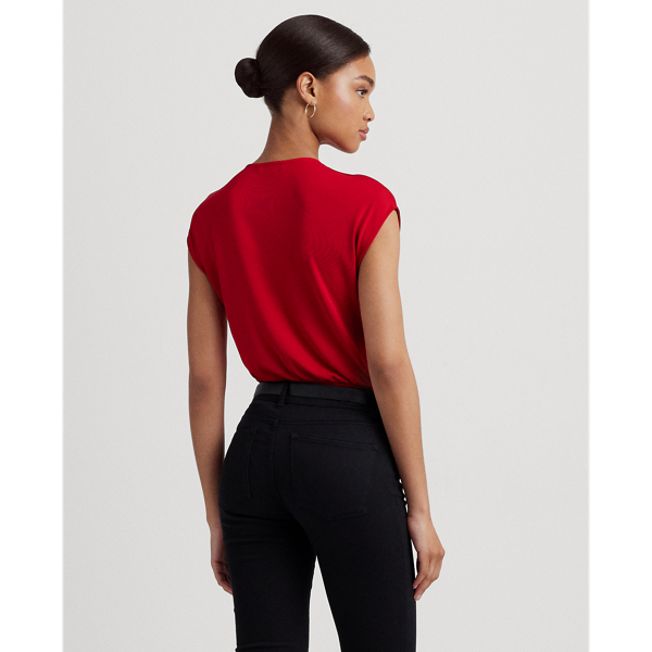 Martin Red Twist-Front Jersey Cap-Sleeve Tee Lauren 5