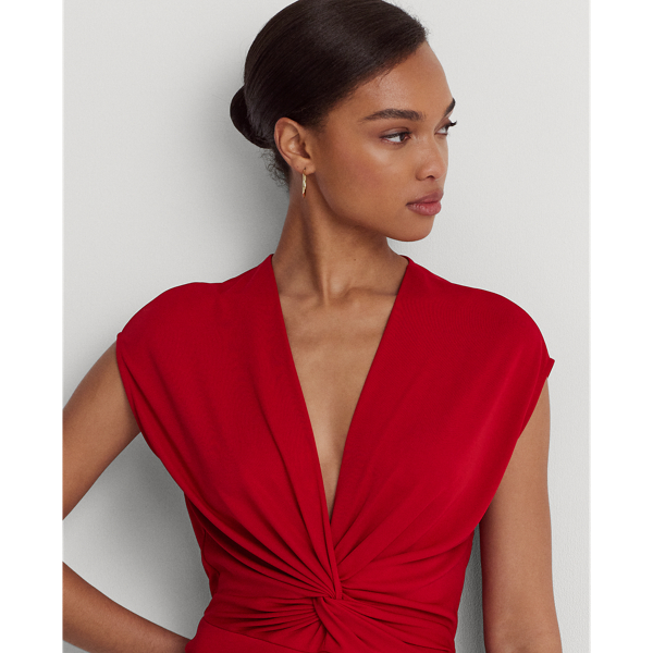 Martin Red Twist-Front Jersey Cap-Sleeve Tee Lauren 6