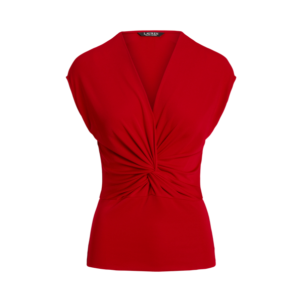 Martin Red Twist-Front Jersey Cap-Sleeve Tee Lauren 2
