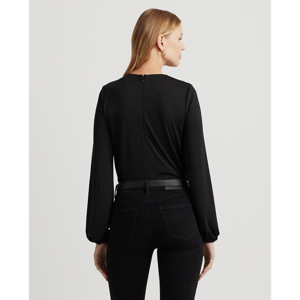 Black Logo-Trim Stretch Jersey Top Lauren 5