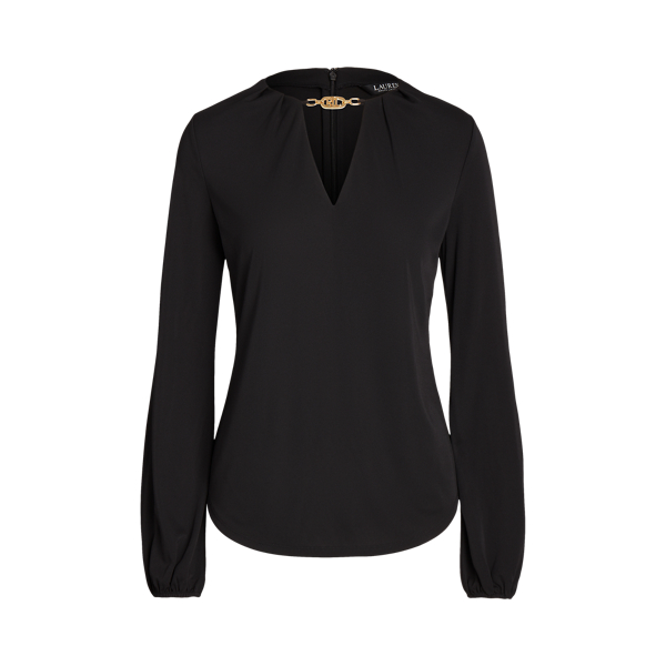 Black Logo-Trim Stretch Jersey Top Lauren 2