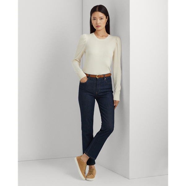 Mascarpone Cream Cotton-Blend Puff-Sleeve Sweater Lauren 4