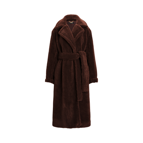 Belted Faux-Shearling Wrap Coat Lauren 1