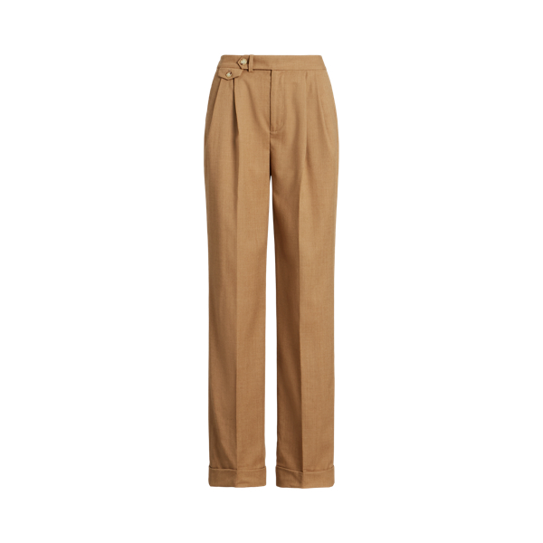 Pantalon droit &agrave; pinces serg&eacute; de laine Lauren en 1
