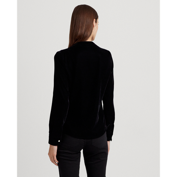 Black Velvet Pleated Velvet Surplice Blouse Lauren 5