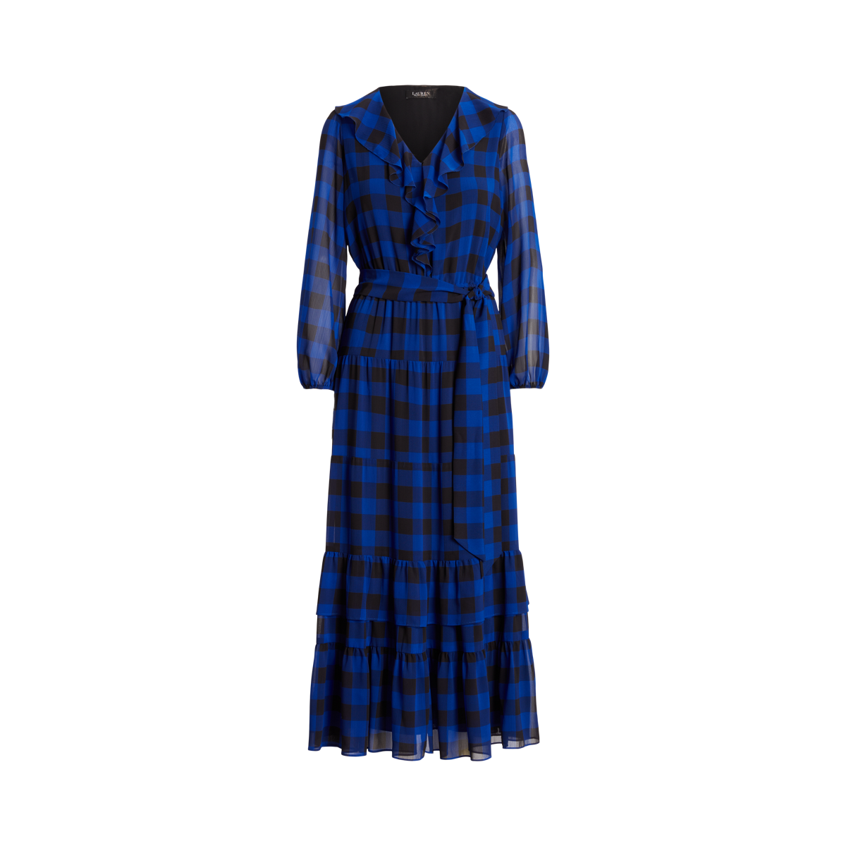 Buffalo Check Belted Georgette Dress