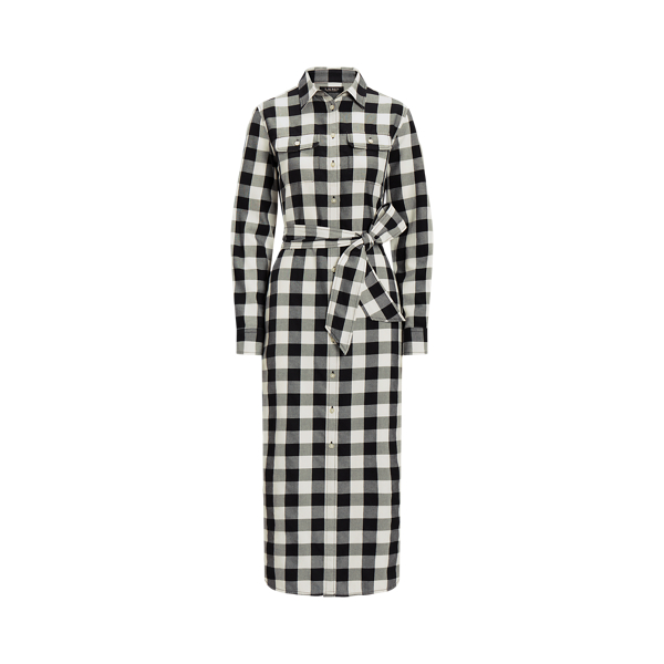 Buffalo Check Belted Twill Shirtdress Lauren 1