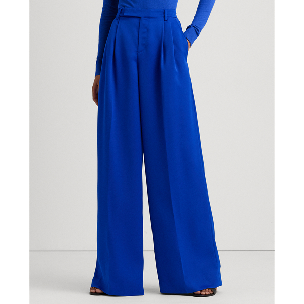 Sapphire Star Pleated Satin Crepe Wide-Leg Pant Lauren 4