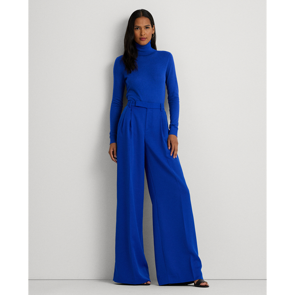 Sapphire Star Pleated Satin Crepe Wide-Leg Pant Lauren 1
