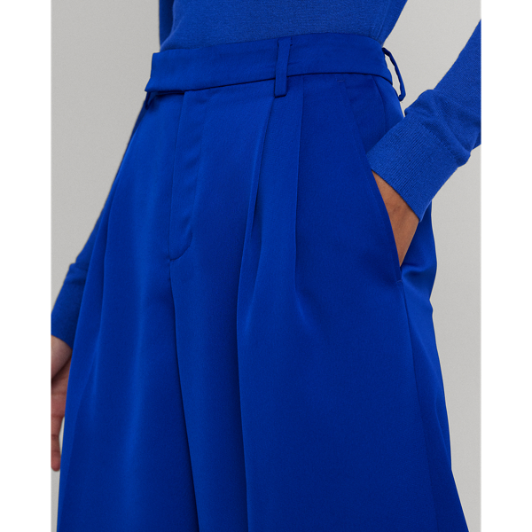 Sapphire Star Pleated Satin Crepe Wide-Leg Pant Lauren 6