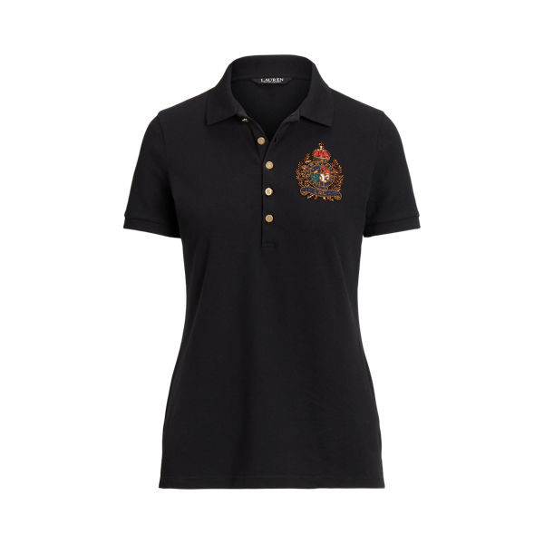 Beaded-Crest Piqu&eacute; Polo Shirt