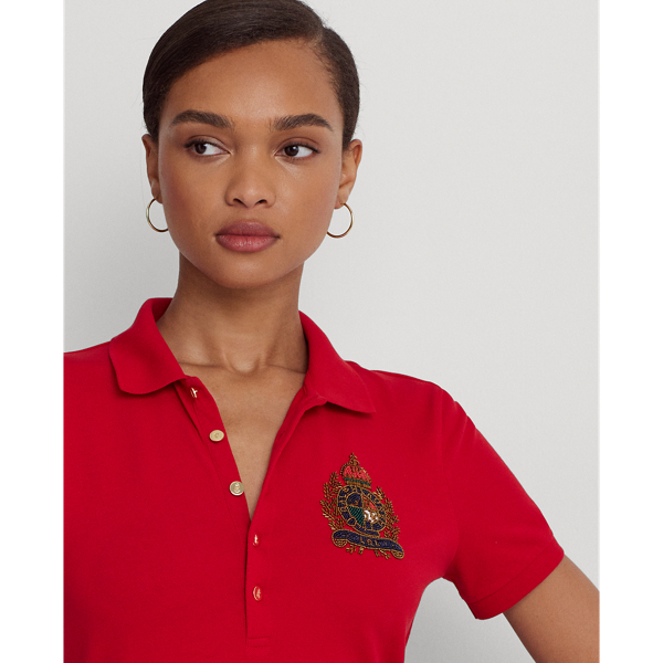 Martin Red Beaded-Crest Piqu&eacute; Polo Shirt Lauren 6