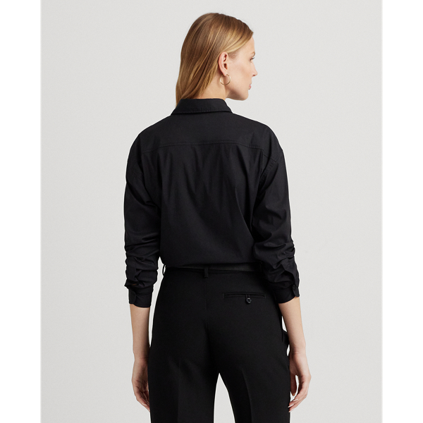 Black Beaded-Crest Stretch-Cotton Blend Shirt Lauren 5