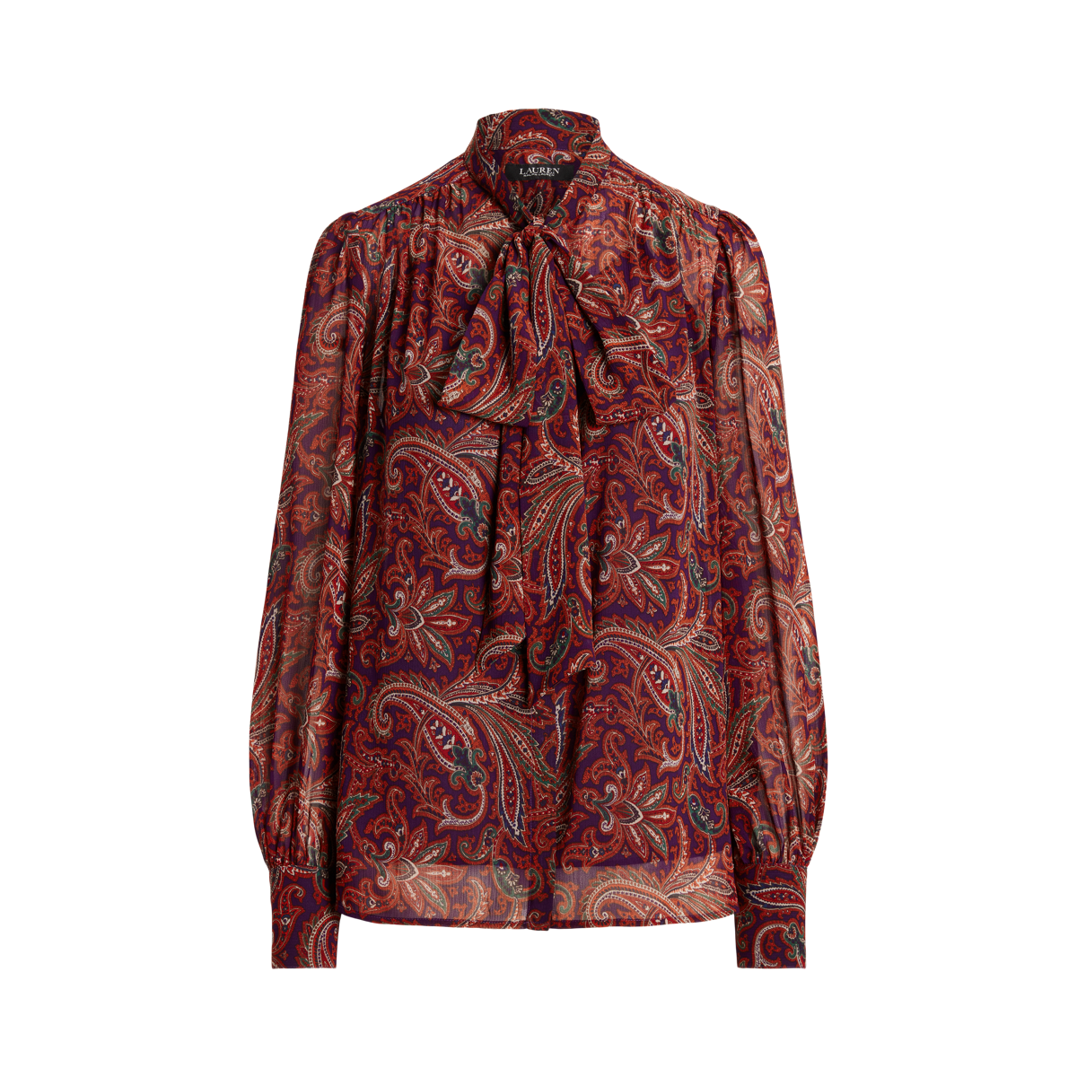 Paisley Georgette Tie Neck Blouse