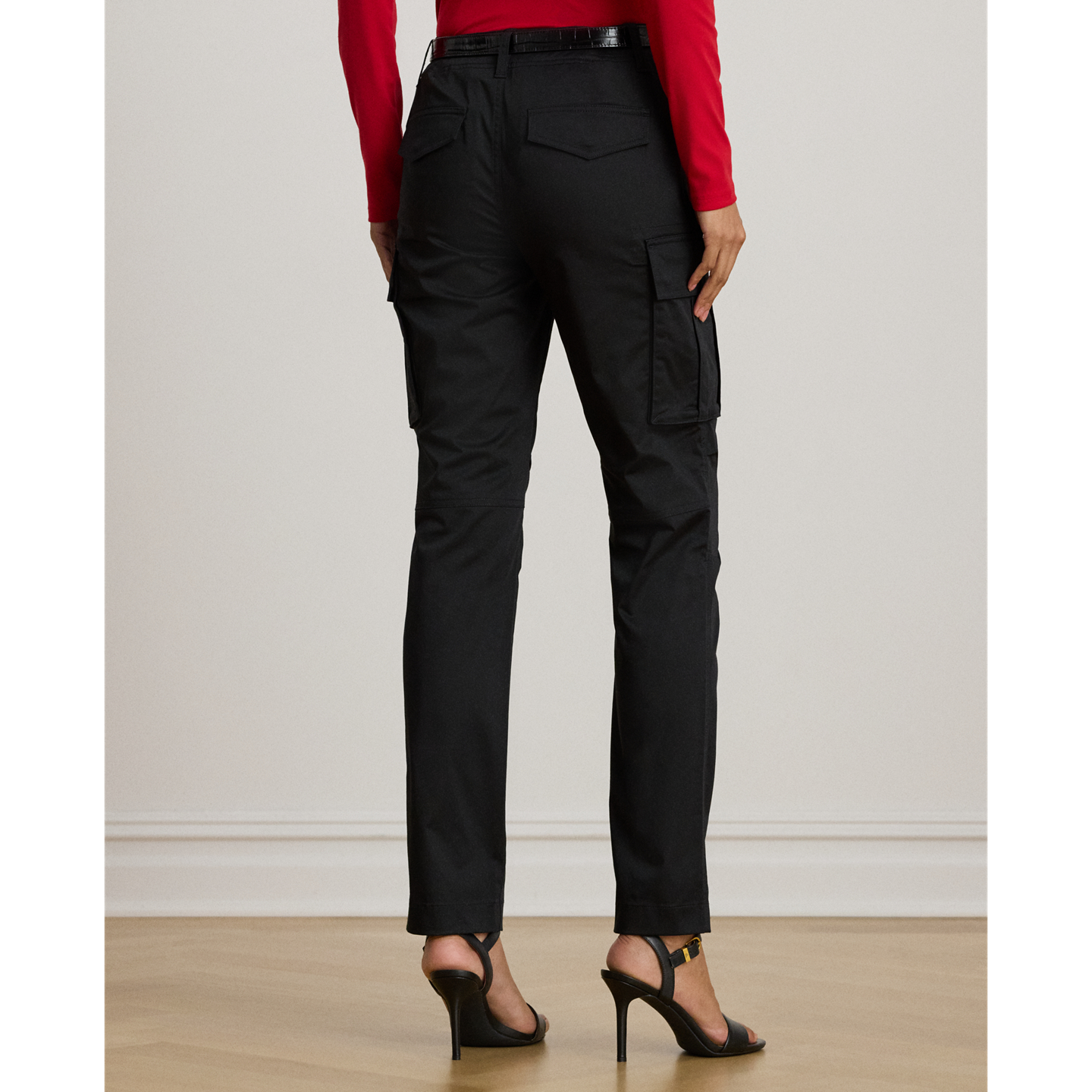 Женские брюки Ralph Lauren Cotton Sateen Cargo, цвет: Чёрный — фото 2