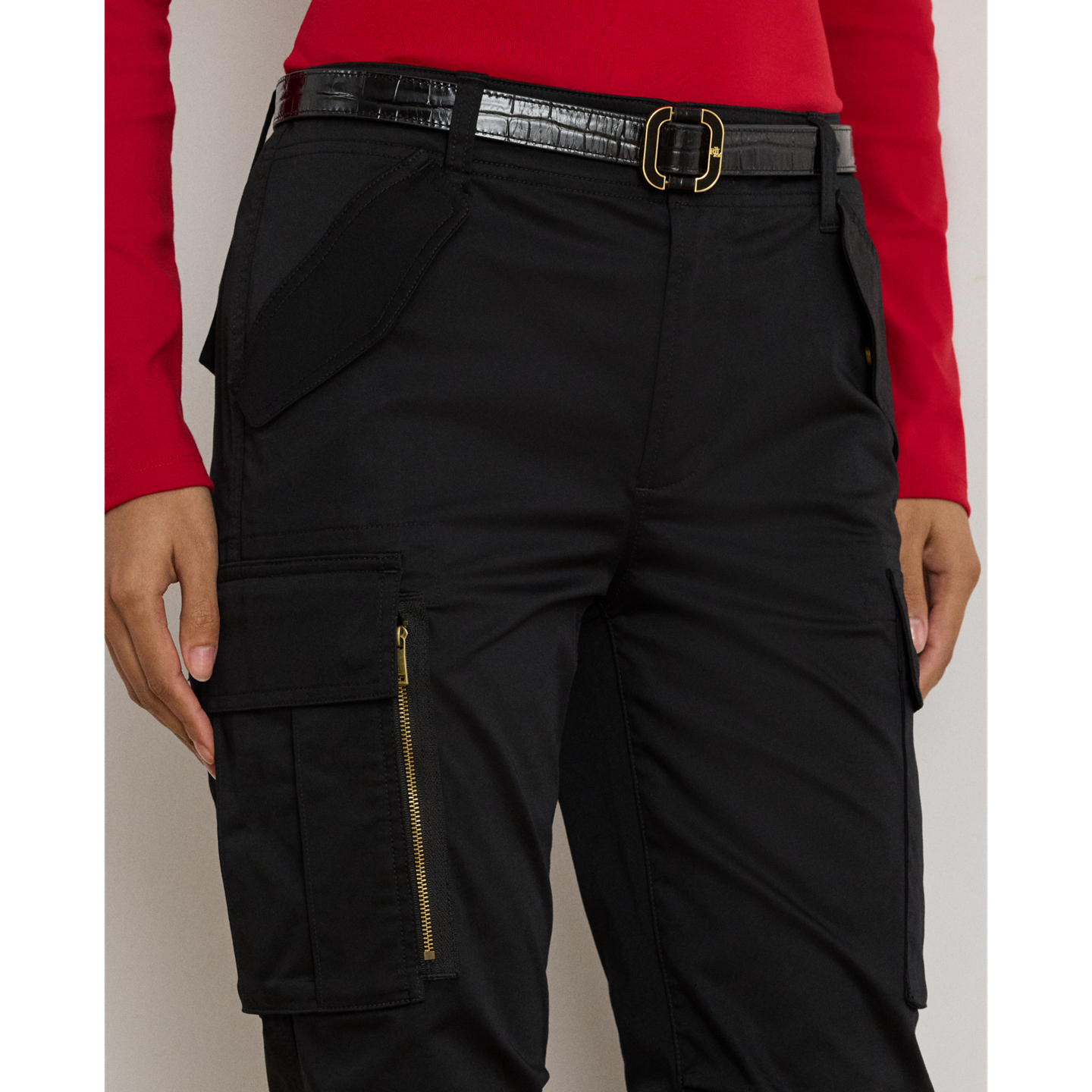 Женские брюки Ralph Lauren Cotton Sateen Cargo, цвет: Чёрный — фото 3