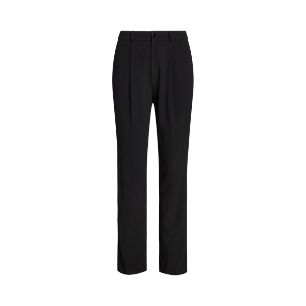 Satin-Stripe Wool Crepe Straight Trouser Lauren Petite 1