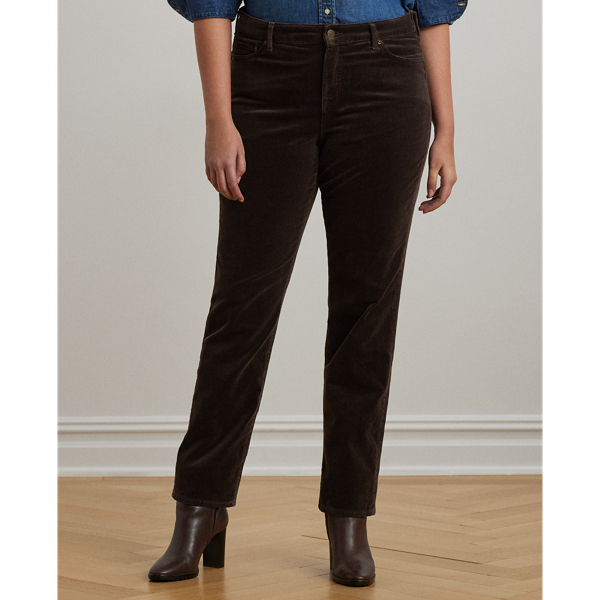 Circuit Brown Stretch Corduroy Straight Trouser Lauren Woman 4