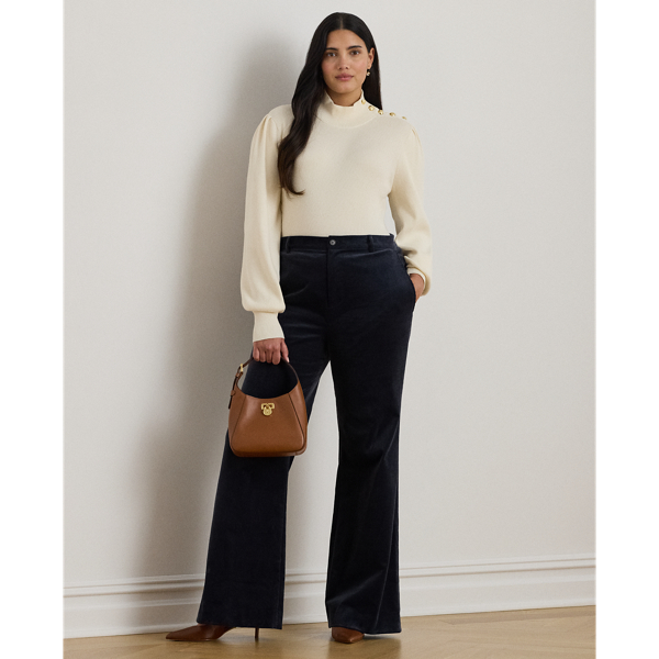 Button-Trim Mockneck Sweater