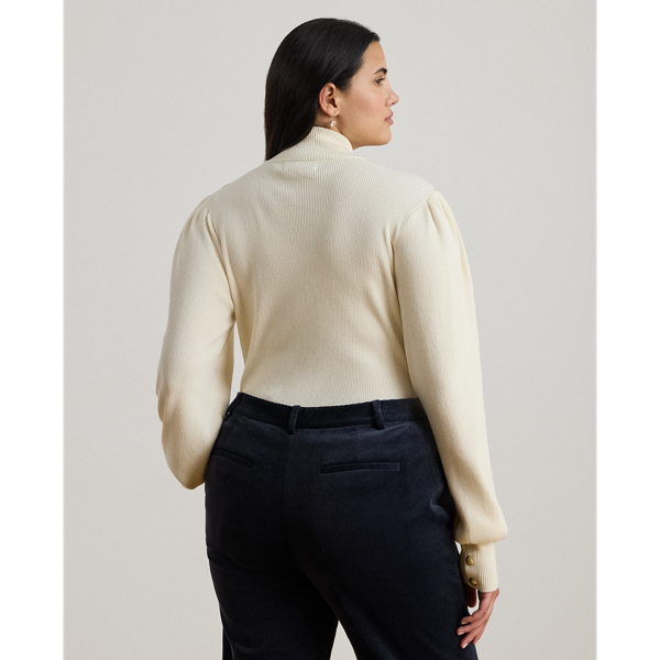 Button-Trim Mockneck Sweater
