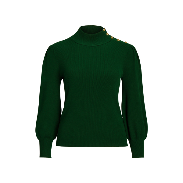 Button-Trim Mockneck Sweater Lauren Woman 1