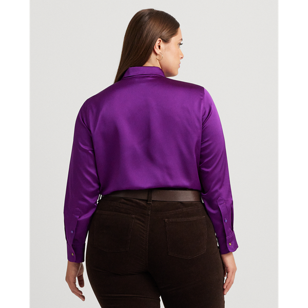 売れ筋商品|||ラルフローレン カットソー トップス レディース Women's Satin Charmeuse Shirt Black Lauren Ralph Lauren Classic Fit Satin Charmeuse Shirt