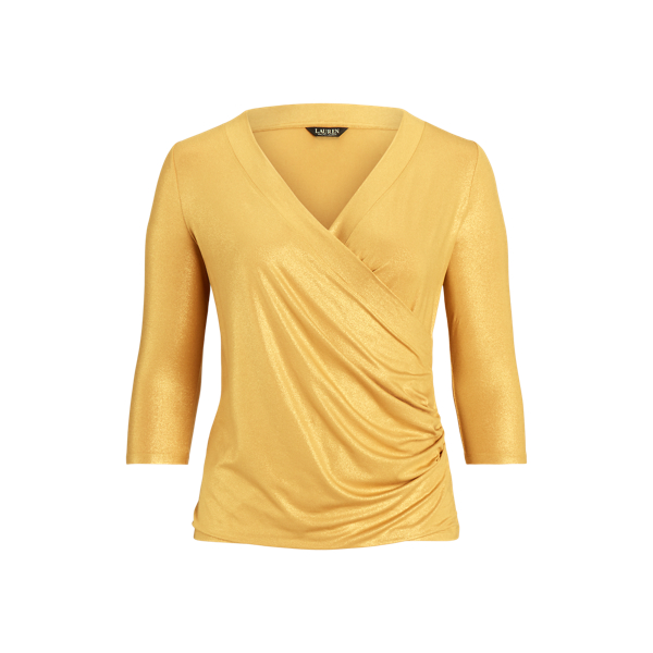 Metallic Jersey Surplice Top Lauren Woman 1