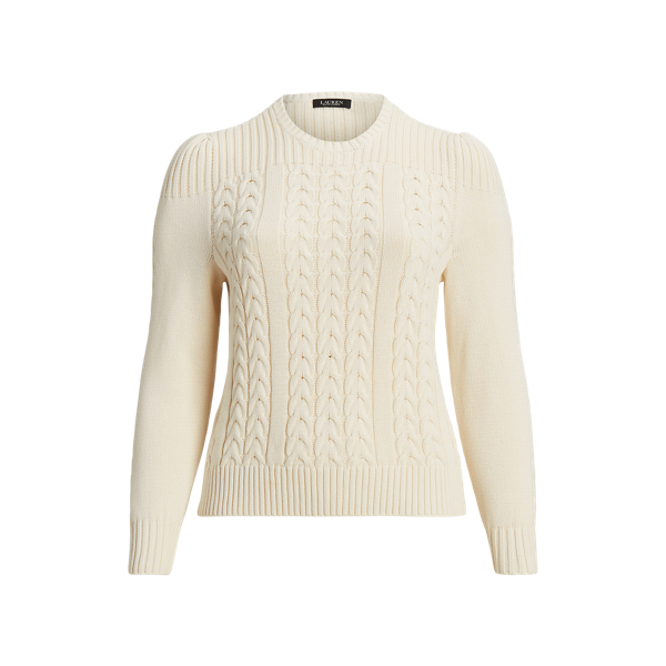 Cable-Knit Puff-Sleeve Sweater Lauren Woman 1