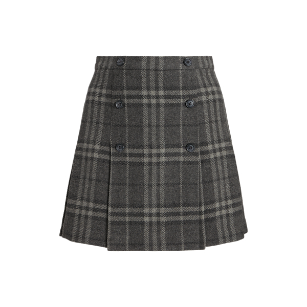 Plaid Pleated Wool-Blend Tweed Miniskirt Lauren Woman 1