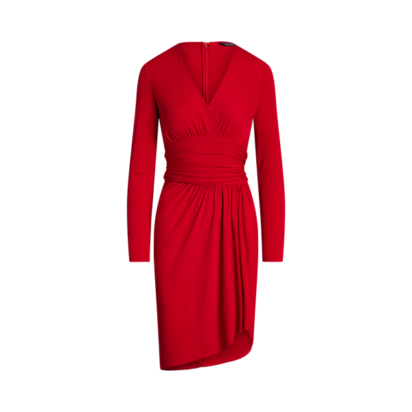 Robe ruch&eacute;e col V crois&eacute; jersey stretch Lauren en 1