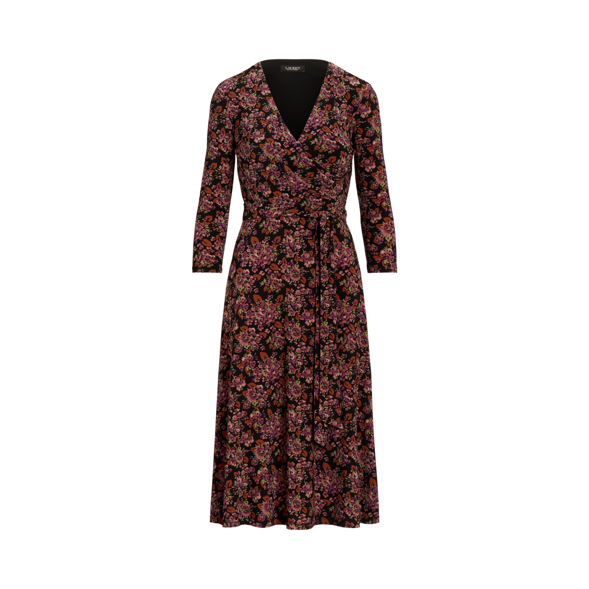 Floral Surplice Jersey Dress