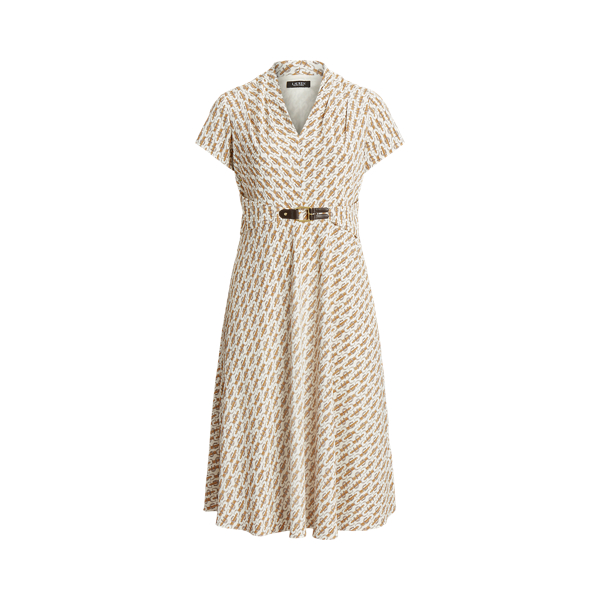 Equestrian-Print Georgette Dress Lauren Woman 1