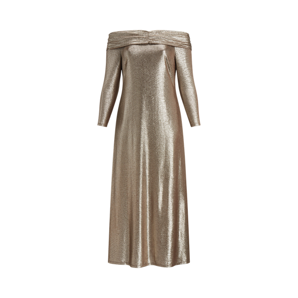 Metallic Knit Off-the-Shoulder Gown Lauren Woman 1