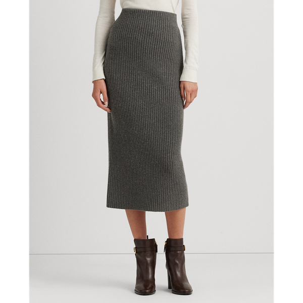 Modern Grey Heather Cotton Knit Pencil Skirt Lauren 4