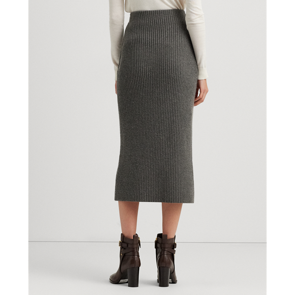 Modern Grey Heather Cotton Knit Pencil Skirt Lauren 5