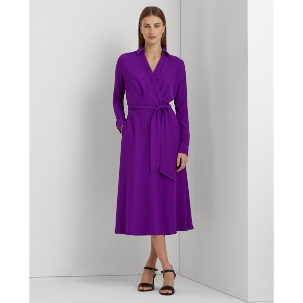 Vestido midi de georgette cruzado