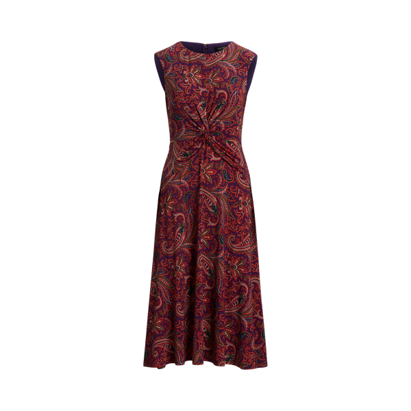 Paisley Twist-Front Jersey Dress Lauren 1