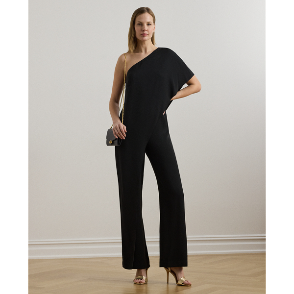 Cape Georgette One Shoulder Jumpsuit