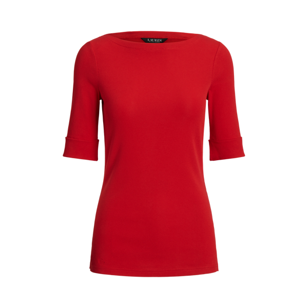 Stretch Cotton Boatneck T-Shirt