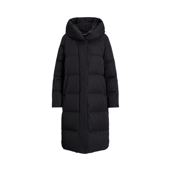 Logo Jacquard Oversize-Collar Down Coat Lauren 1