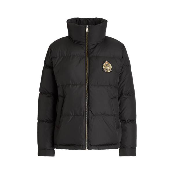 Crest-Patch Funnelneck Down Coat