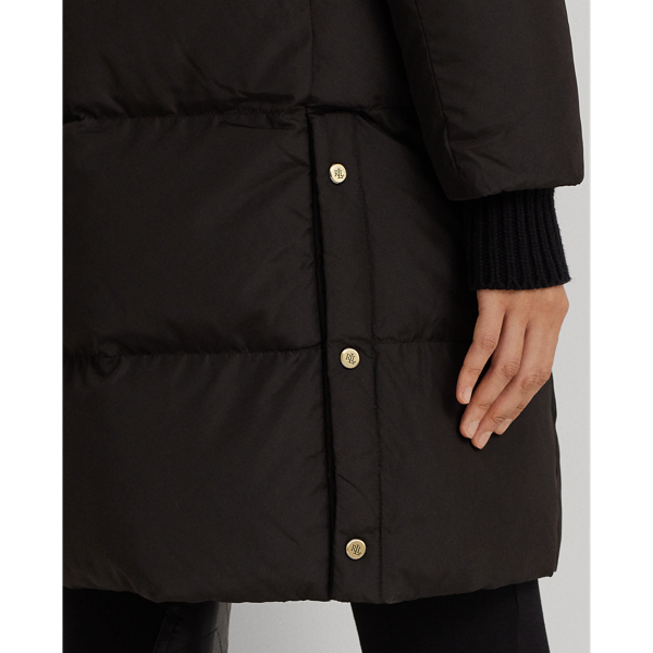 Black Crest-Patch Hooded Down Coat Lauren 7