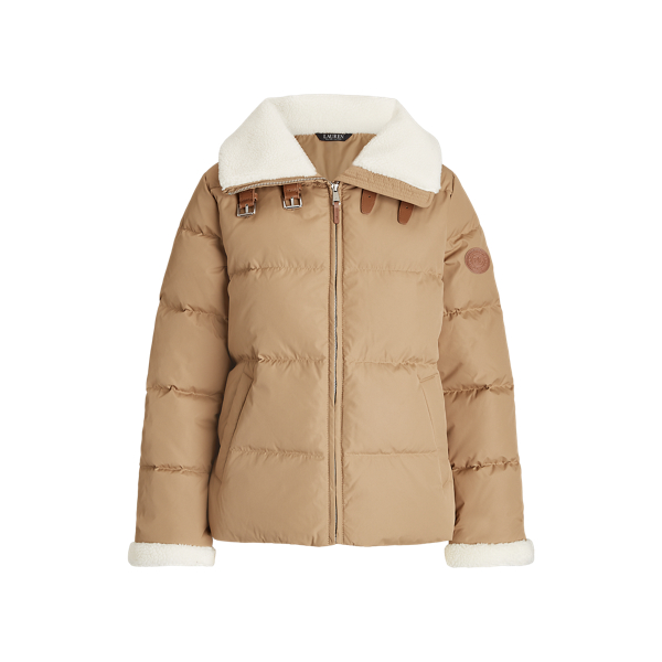 Faux-Shearling-Trim Down Coat Lauren 1