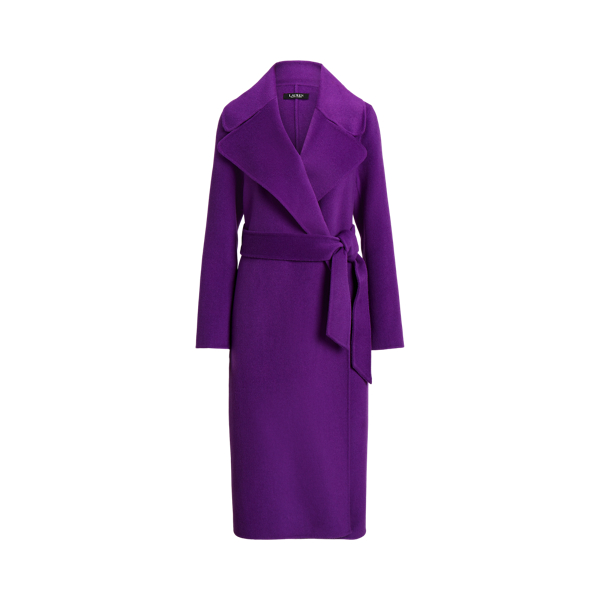 Belted Wool-Blend Wrap Coat Lauren 1
