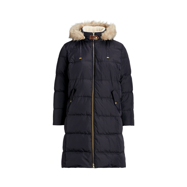 Faux-Fur-Trim Hooded Down Coat Lauren Woman 1