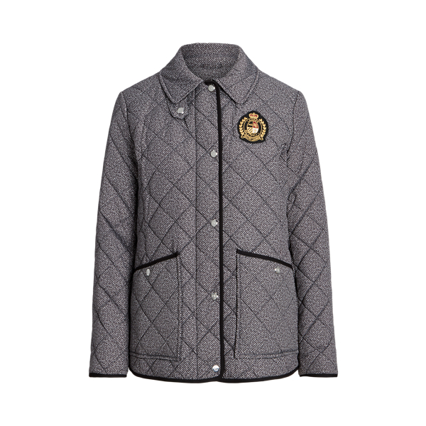 Crest-Patch Quilted Herringbone Jacket Lauren 1