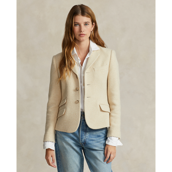 Wool herringbone blazer sales